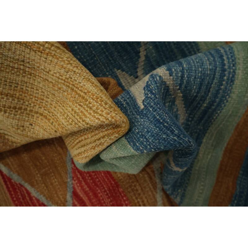 Hand Woven Oriental 100% Wool Carpet Southwestern Tribal Green Kilim Area Rug - 10' 4'' X 10' 0''