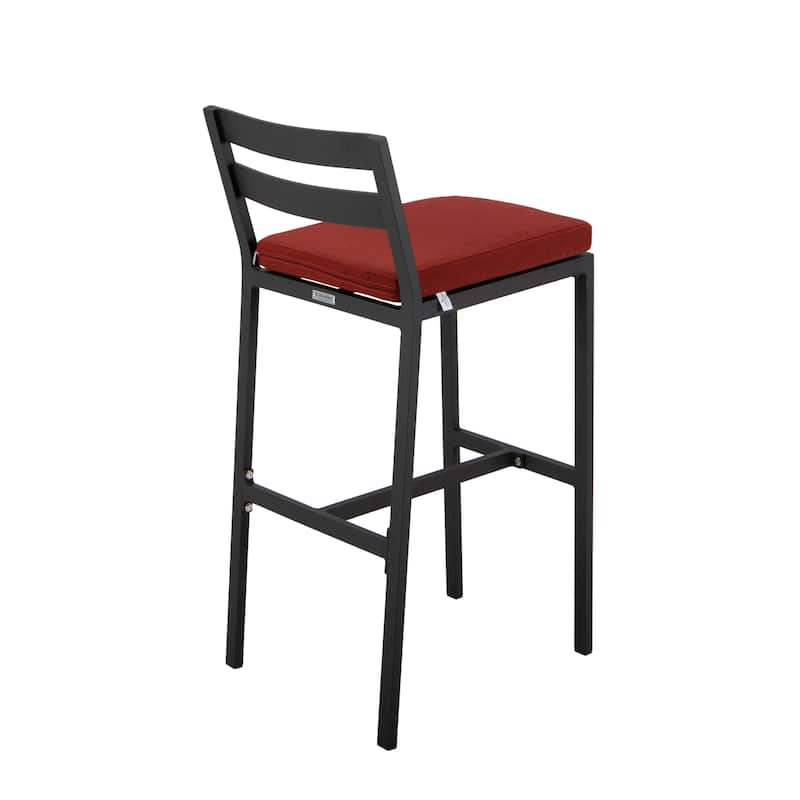7-Piece Outdoor Patio Bar Height Dining Set in Aluminum with Rectangular Fire Pit Table and 6 Barstool