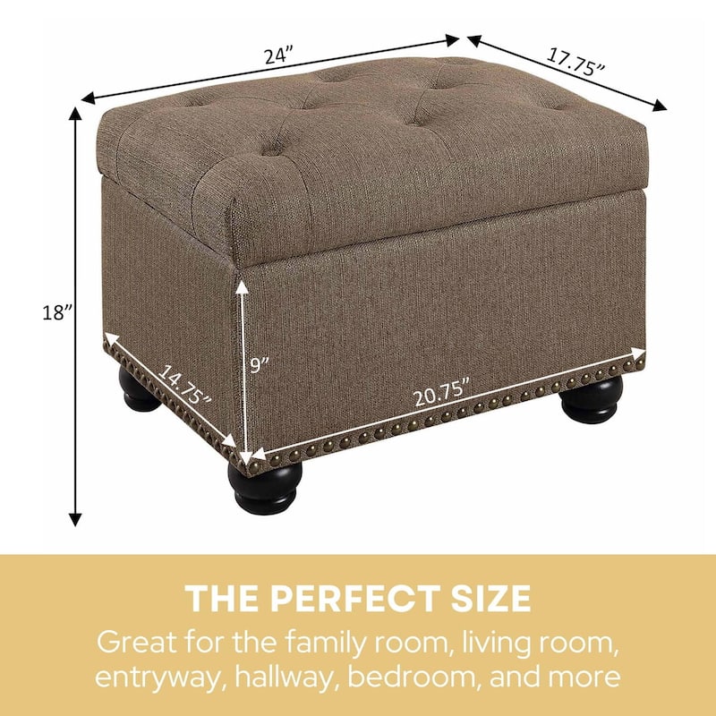 Upholstered Storage Ottoman with Functional Storage Space and Seating Solution for Modern Living Spaces