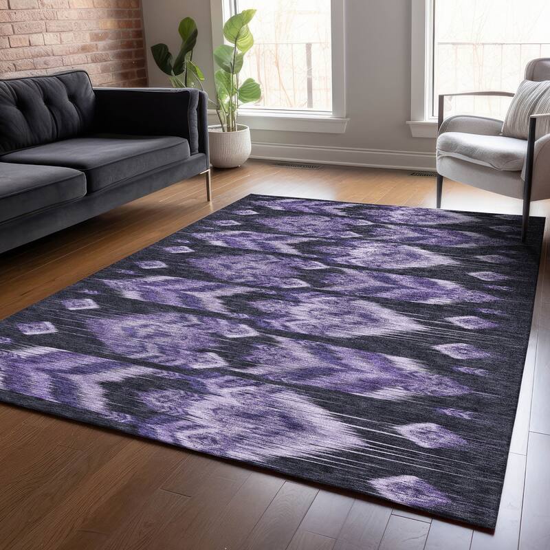 Machine Washable Indoor/ Outdoor Chantille Abstract Boho Rug