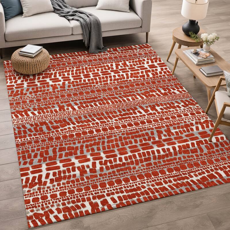 Machine Washable Indoor/ Outdoor Modern Winfield Chantille Rug