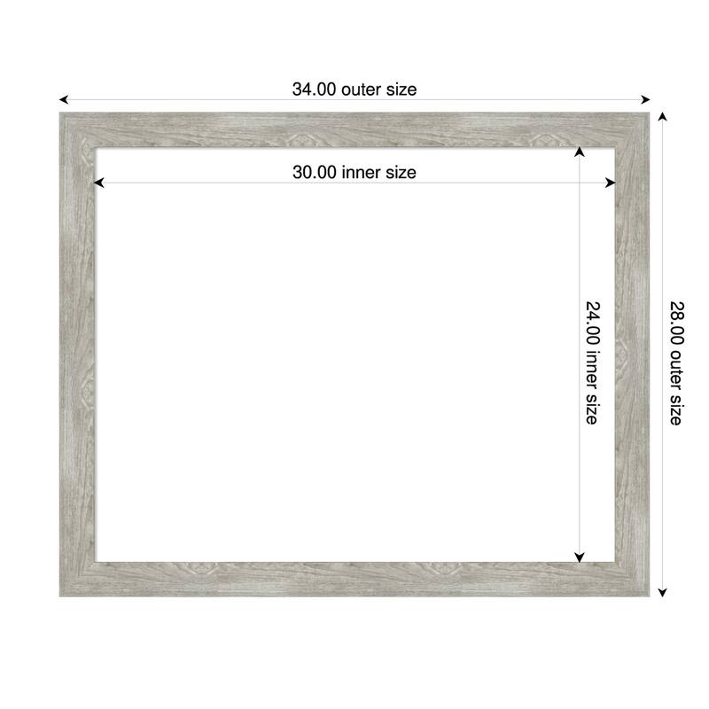 Amanti Art Dove Greywash Narrow Framed Dry Erase Magnetic Board - 34 x 28 in