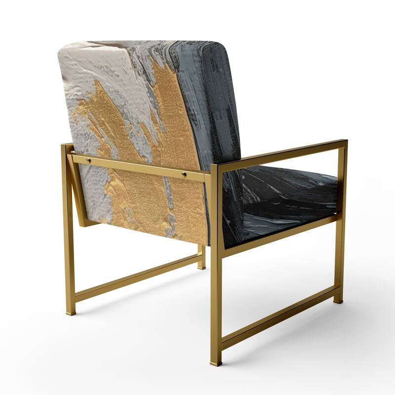 Designart "Gold and Black Vibrant Spirals" Upholstered Abstract Spirals Accent Chair and Modern & Contemporary Arm Chair