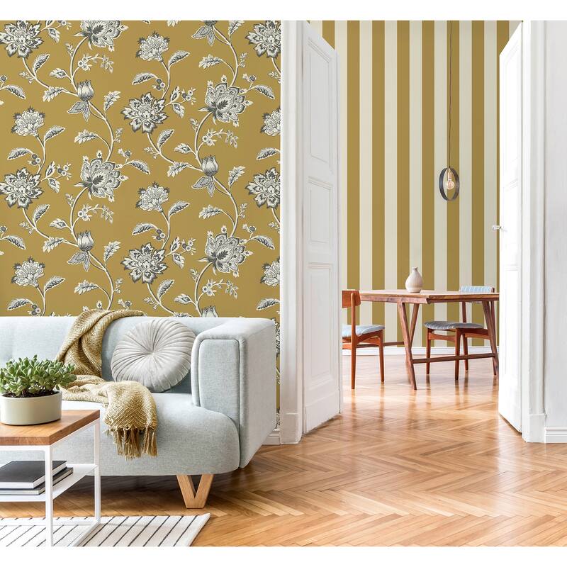 Fine Decor Juliette Mustard Jacobean Wallpaper