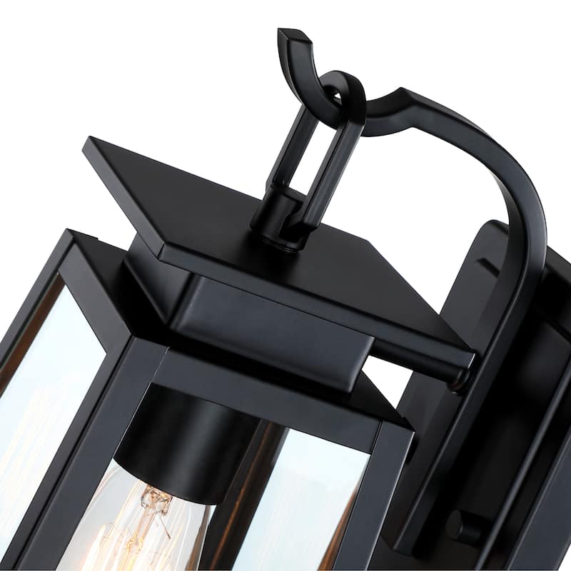 1-Light Exterior Wall Light with Clear Glass - Matte Black