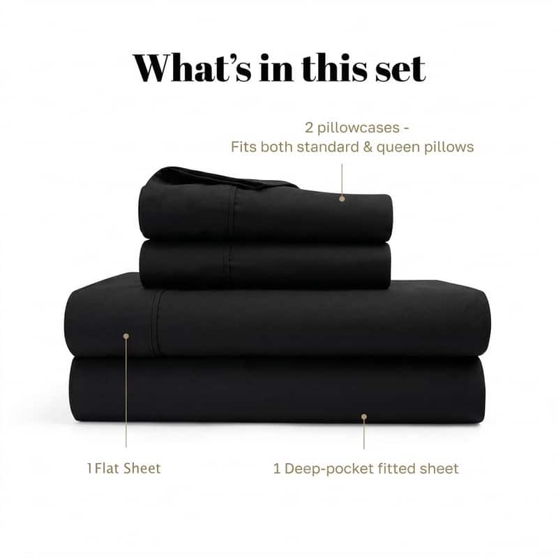 Superior Egyptian Cotton 530 TC Sheet Set Sateen Weave, Deep Pocket, Ultra‑Soft & Breathable Bedding