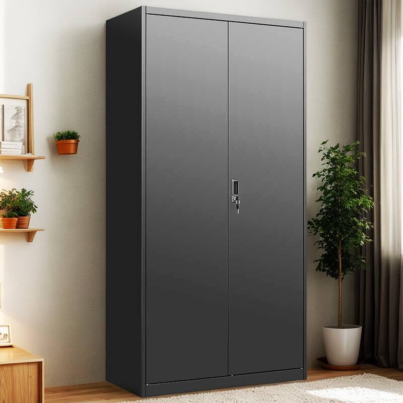 Metal Armoire, Wardrobe Cabinet with Hanging Rod and 1 Shelf Metal Storage Locker Clothes Organizer Closet - 70"H