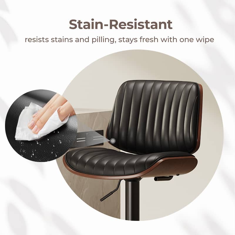 Adjustable Swivel Bar Stools with Footrest, Faux Leather Counter Stools for Kitchen Island