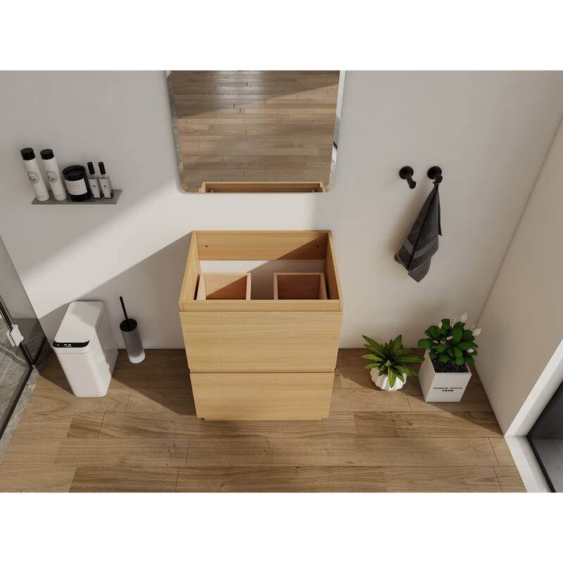 GDFStudio - Geneva Modern Wall-Mounted Bathroom Vanity Set with 2 Soft Close Drawers, Sink NOT INCLUDED