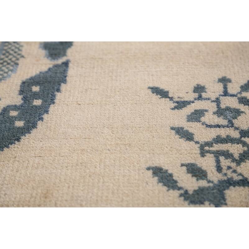 Art Deco Indian Square Rug Hand-Knotted Wool Carpet - 8'1" x 7'11"