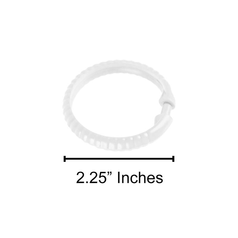 White 12 Piece Premium Plastic Shower Curtain Hooks Rings Round 2.25" Inches