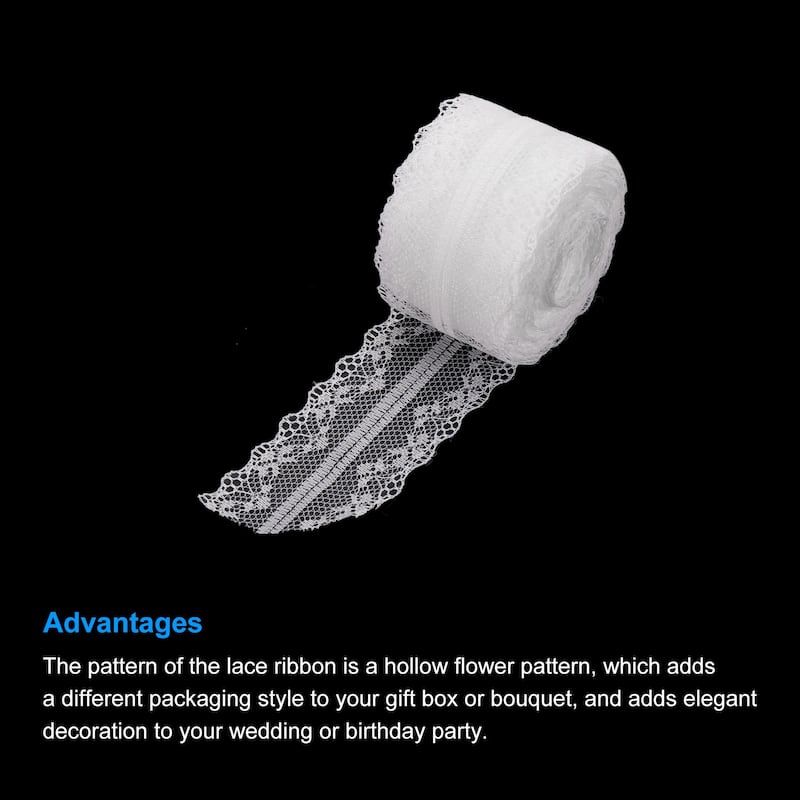 1.6 Inch Wide 11 Yard Lace Ribbon Light White Lace Trim Ribbon - Light White