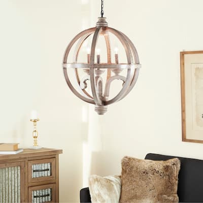Gold Wood Rustic Chandelier 28 x 21 x 21 - 21 x 21 x 26