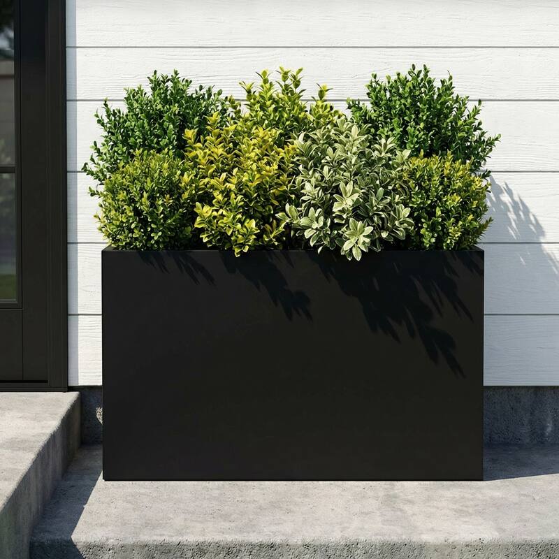 Metal Planters for Outdoor Plants Planter Box - Black-1PC - 16"x10"