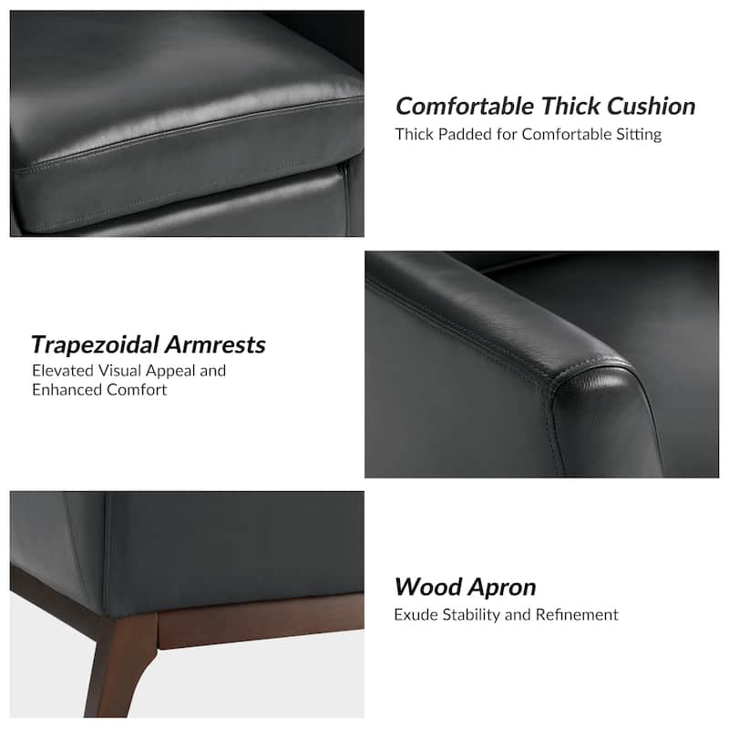 Latinus Mordern Genuine Leather Armchair with Solid Wood Legs by HULALA HOME