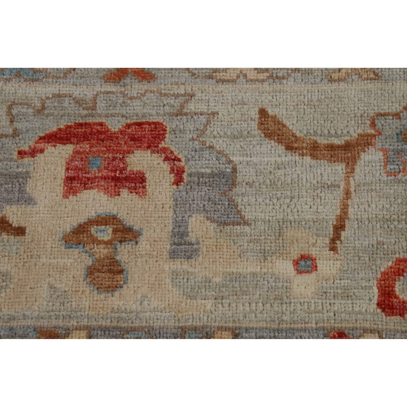 Hand Knotted Oriental 100% Wool Carpet Transitional All-Over Beige & Ivories Oushak Area Rug - 9' 11'' X 8' 2''