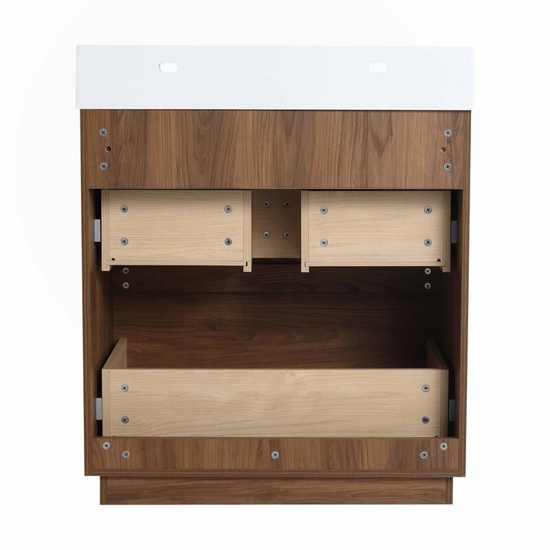 30" Bathroom Vanities with Single Sink Combo,Engineering wood - Brown
