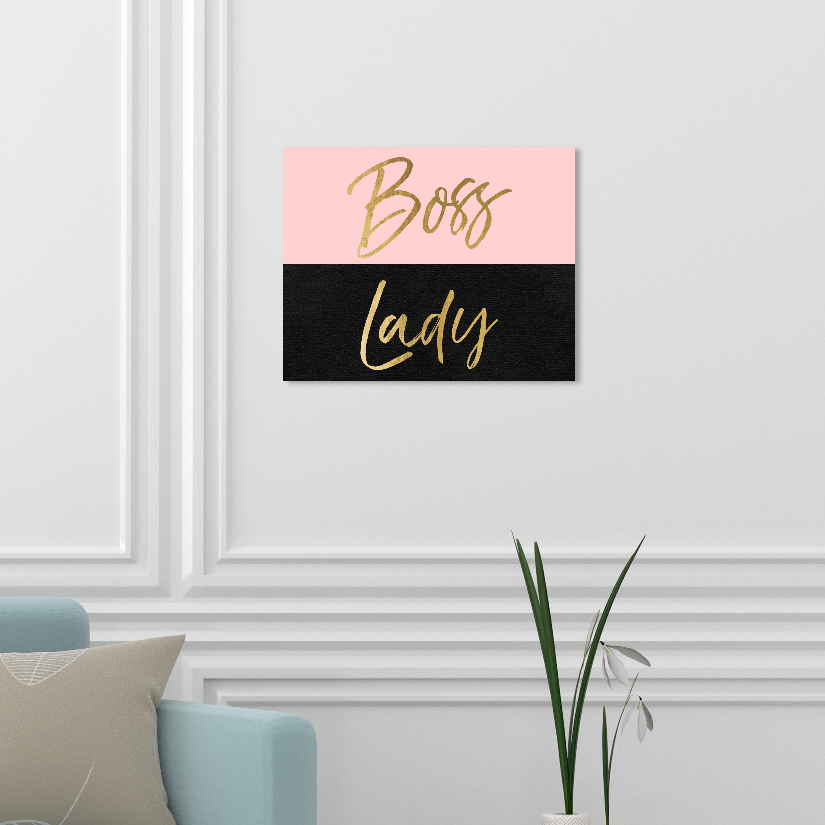 Oliver Gal 'Boss Lady Pink and Gold' Typography and Quotes Wall Art Canvas  Print Beauty Quotes and Sayings - Pink, Black