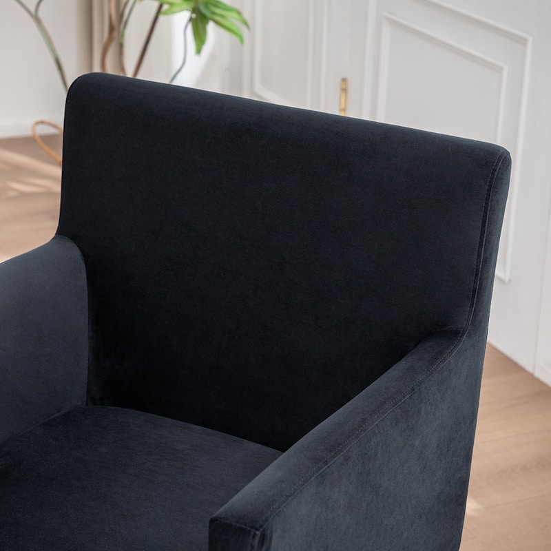 SEYNAR Modern Velvet Accent Arm Dining Chair Set of 2 with Metal Legs