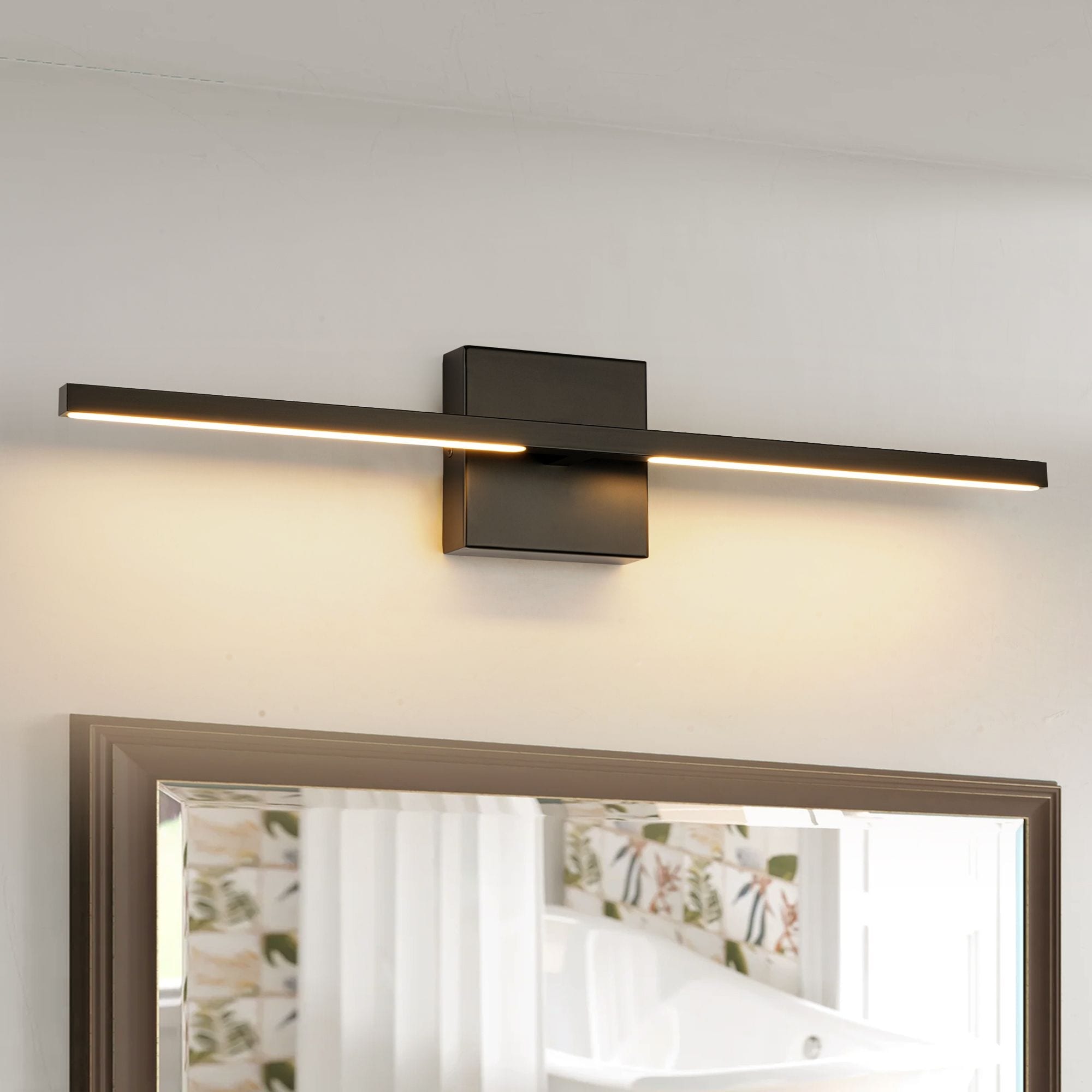 Rennnsan 1-Light 23.8 in. Black Modern Simple Linear Dimmable Integrated LED Bathroom Vanity Light