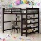 preview thumbnail 26 of 35, Full Size Loft Bed with Storage Shelves and Under-bed Desk,Space-saving,2 Color