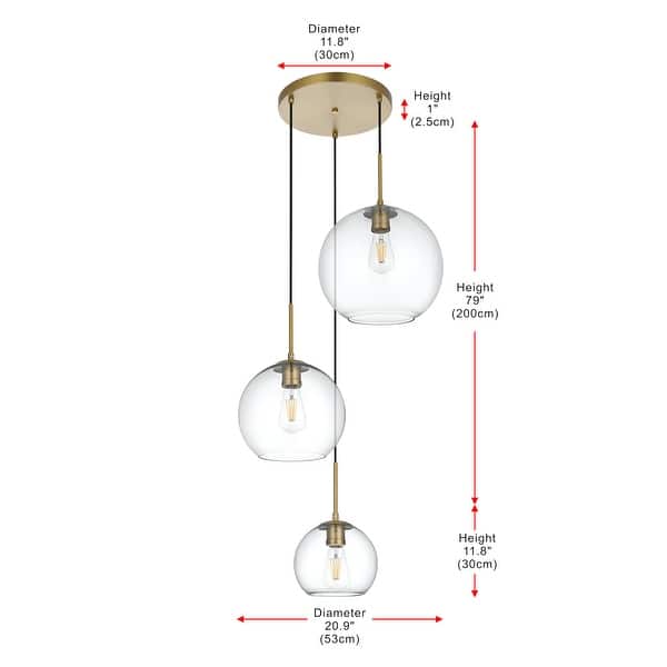 Elegant Lighting Baxter 3 Light 21" Wide Multi Light Pendant with