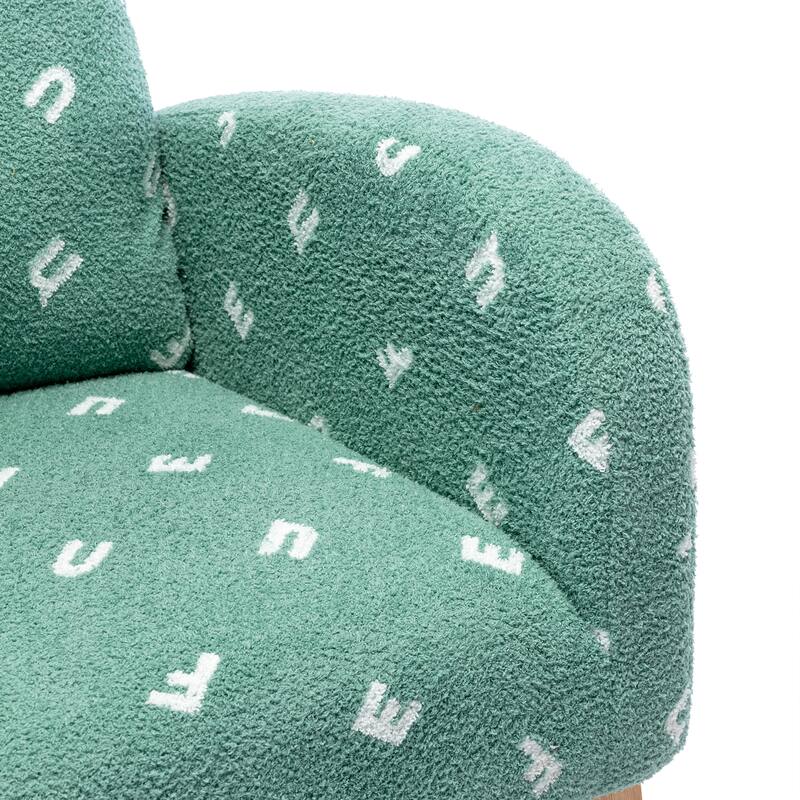 Boucle Fabric Rocking Chair with High Back, Side Pocket and Solid Wood Frame