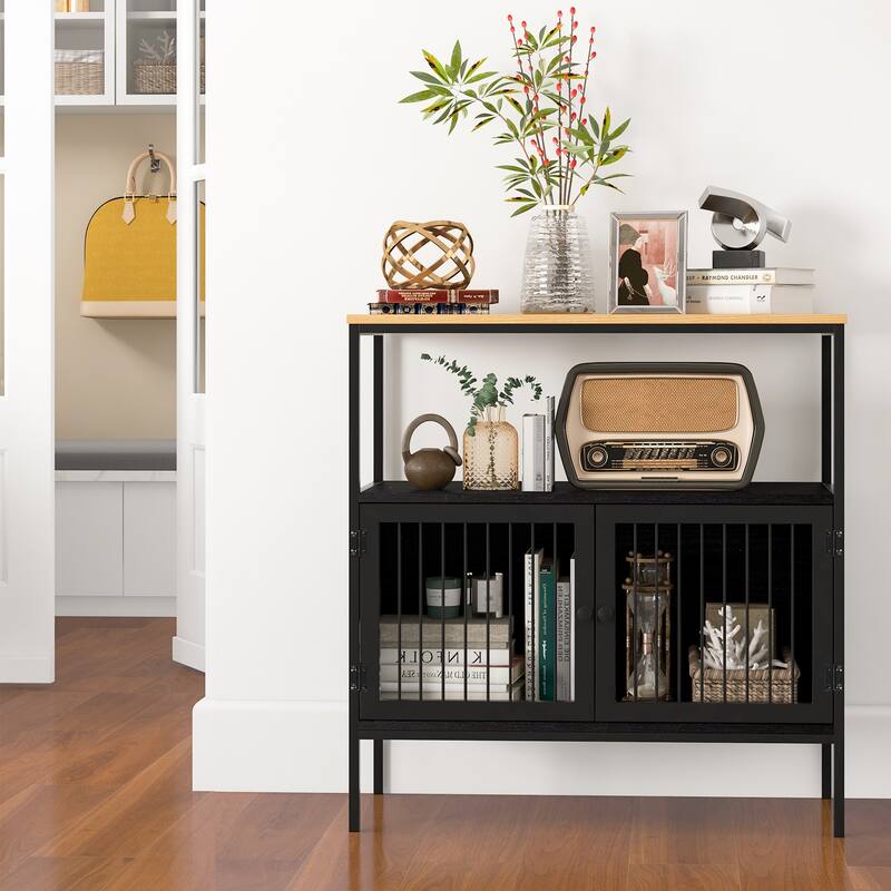 Costway Kitchen Server Buffet Sideboard Storage Cabinet Cupboard with - 31.5'' x 14'' x 35.5'' (L x W x H)