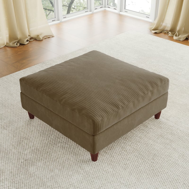 38.13" Wide Square Corduroy Ottoman - Camel