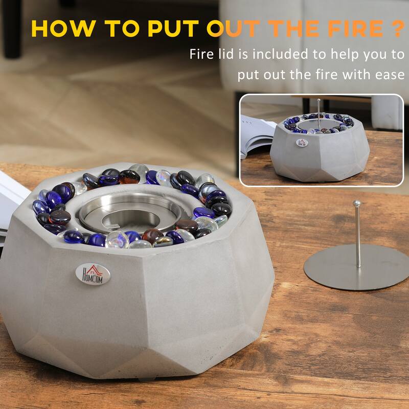 HOMCOM Eco-Friendly Portable Fire Bowl Table Top Fire Pit Bowl Outdoor & Living Room Decor
