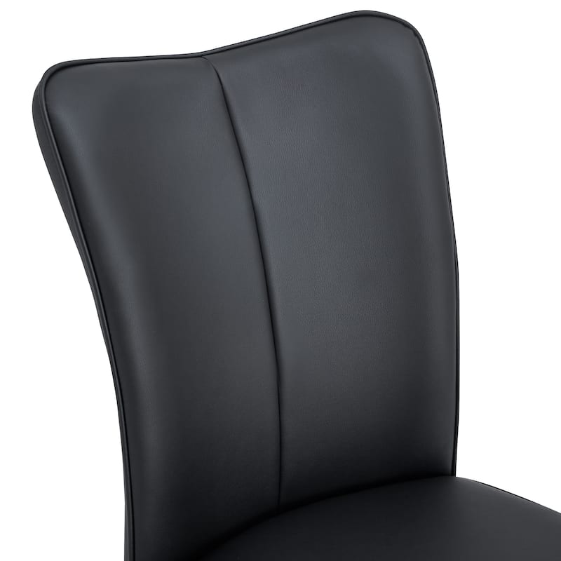 Dining Chairs, Black Pu Leather Curved Backrest And Seat Cushions, Electroplated Metal Chair Legs,A Set Of 4 Chairs.