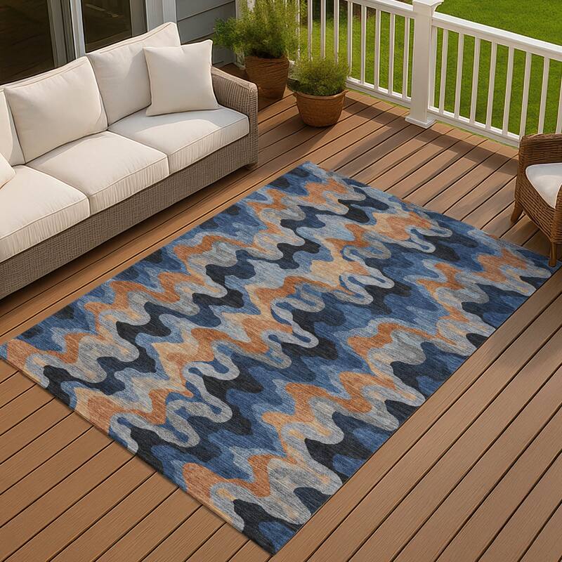 Machine Washable Indoor/ Outdoor Modern Mason Chantille Rug