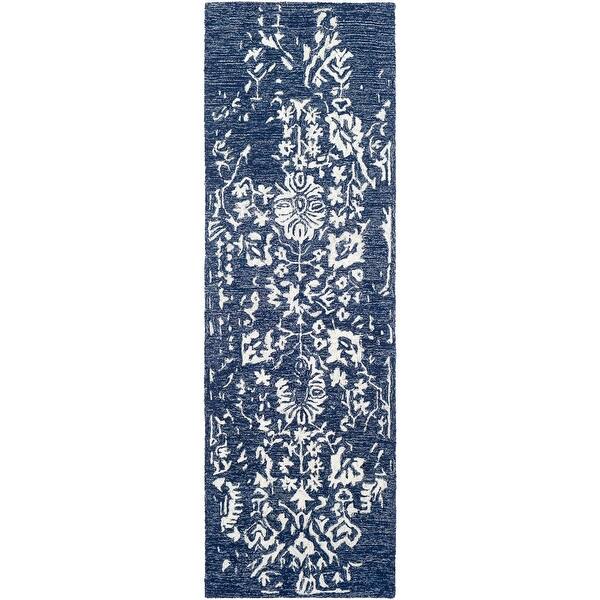 Shop 2 6 X 10 Floral Patterned Navy Blue And White Rectangular