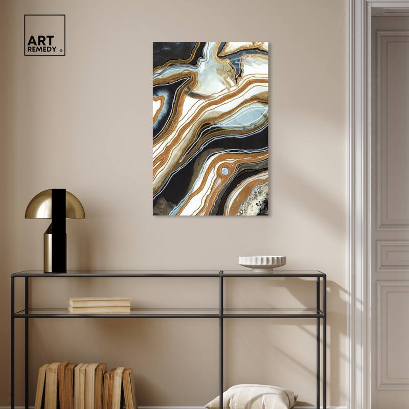 Art Remedy Black And Gold I Gallery Wrapped Mineral, Agate & Geode 1 Piece Canvas Wall Art