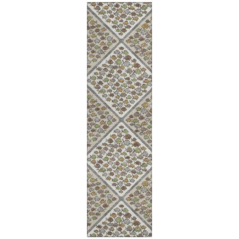 Machine Washable Indoor/ Outdoor Diamond Fish Chantille Rug