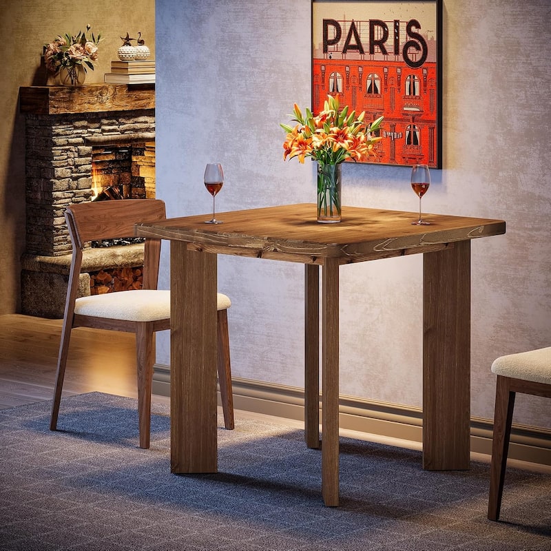 31.5-Inch Farmhouse Solid Wood Square Dining Table for Dinner, Living Room, Restaurant, Apartment
