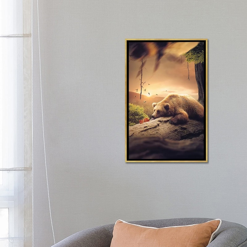 iCanvas "Bear Honey" by Zenja Gammer Framed Canvas Print