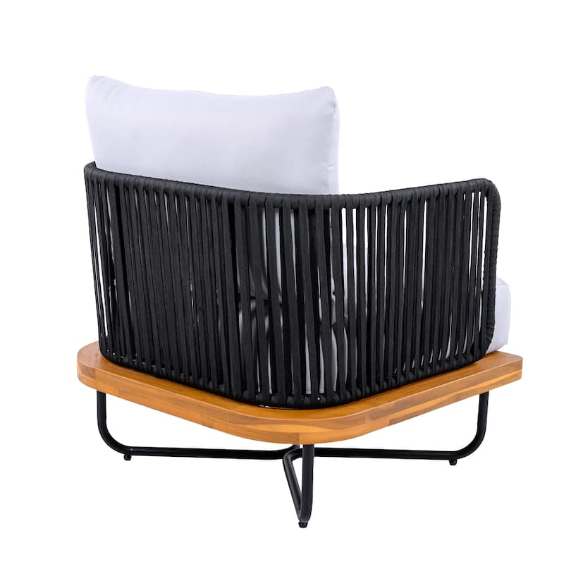 Christopher Knight Home - Evelyn Patio Outdoor Acacia Wood Rope Sofa Set