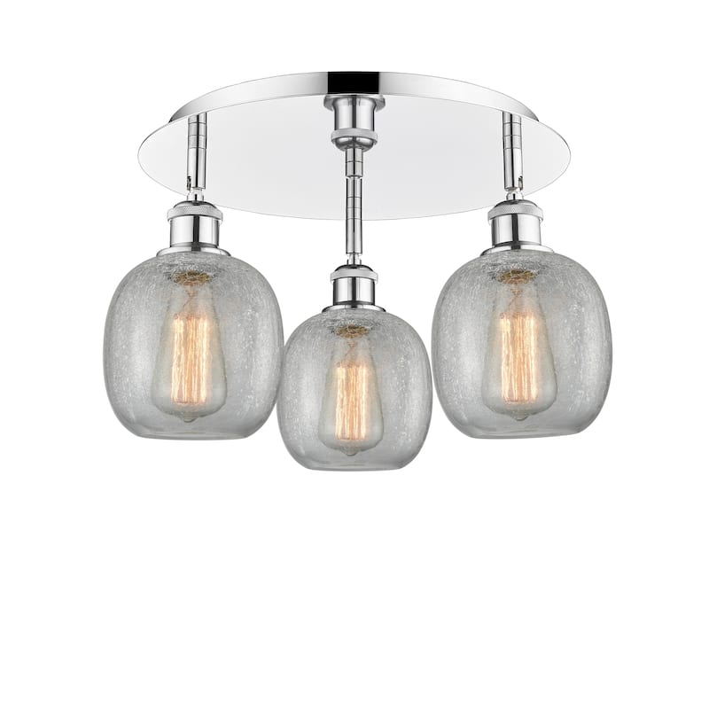 Innovations Lighting Belfast - 3 Light 18" Flush Mount - Polished Chrome/Clear Crackle