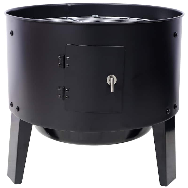 Charcoal Smoker Grill Wood Smoker Grills Outdoor Cooking 16 Inch Vertical Smoker Portable BBQ Grill for Camping, Black