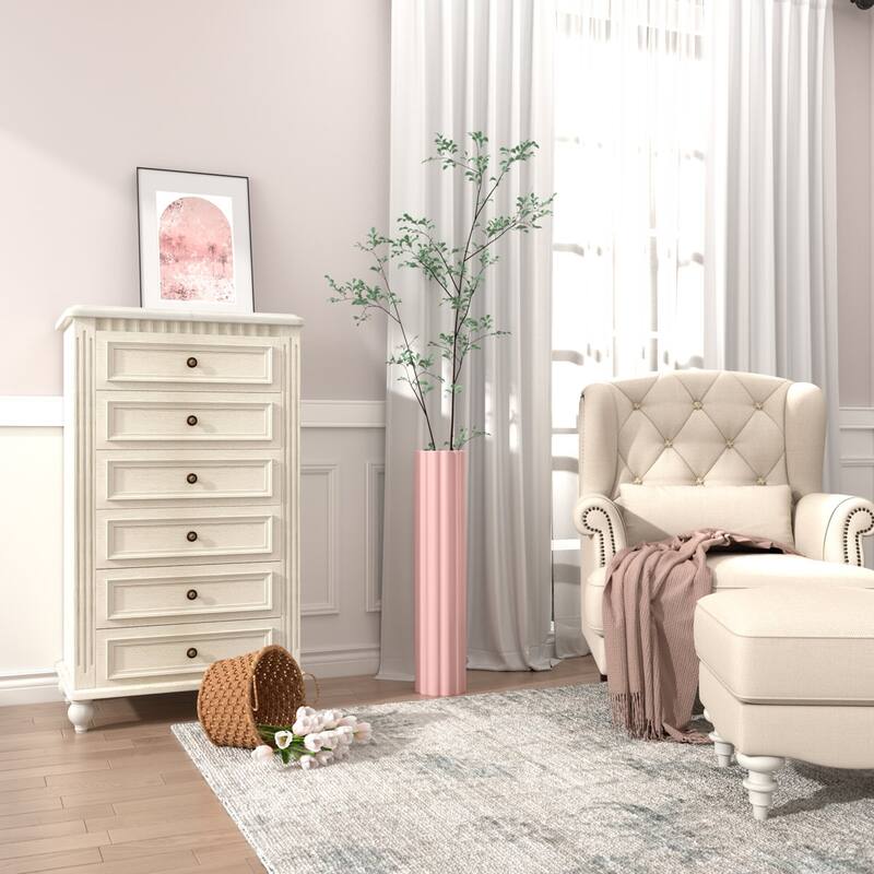 Modern Handmade Pink Ceramic Tall Floor Vase