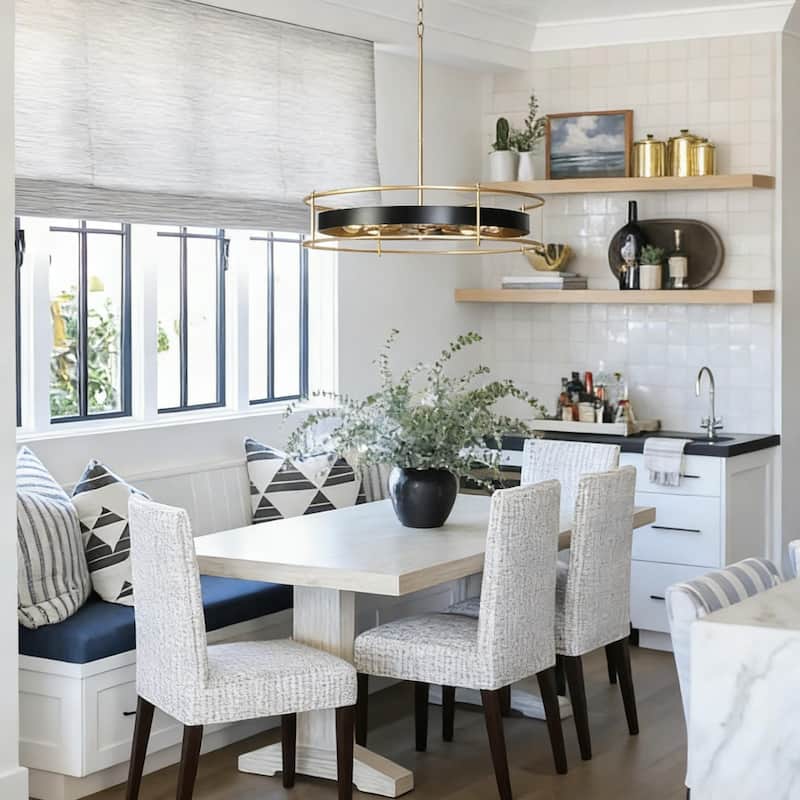 31" Modern Luxury 8-Light Black Gold Wheel Chandelier Oversize Pendant Light for Kitchen Island - 31.6 " × 17.5 "