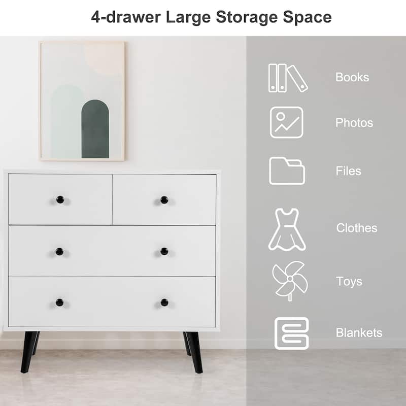Costway 4 Drawers Dresser Chest of Drawers Free Standing Sideboard