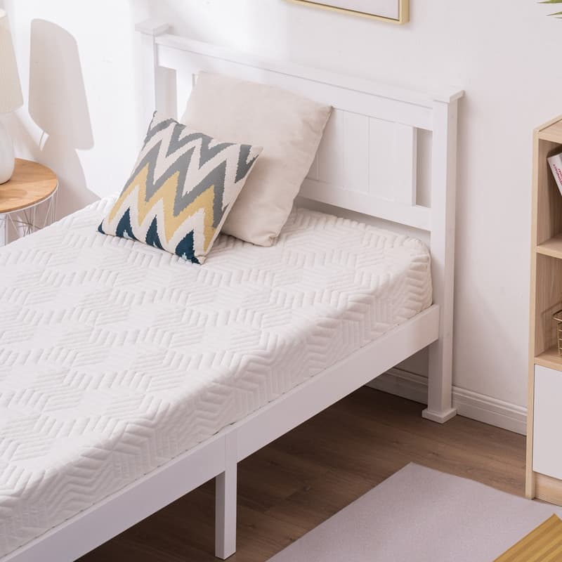 Classic Design Panel Bed Frame with Headboard White