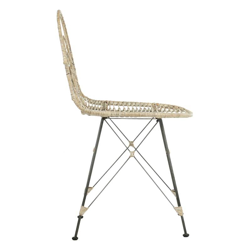 SAFAVIEH Vonnie Rattan Dining Chair - White Washed - Set of 2 - 22.8" x 19.3" x 33.5" - 22.8" x 19.3" x 33.5"