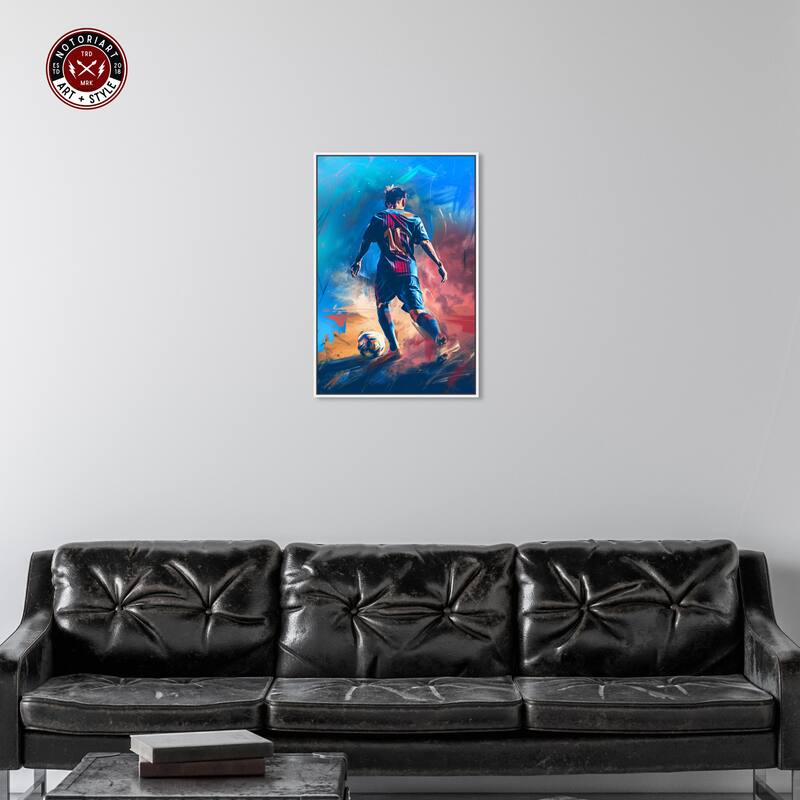 Notoriart Bold And Colorful Soccer Player Framed Soccer 1 Piece Canvas Wall Art