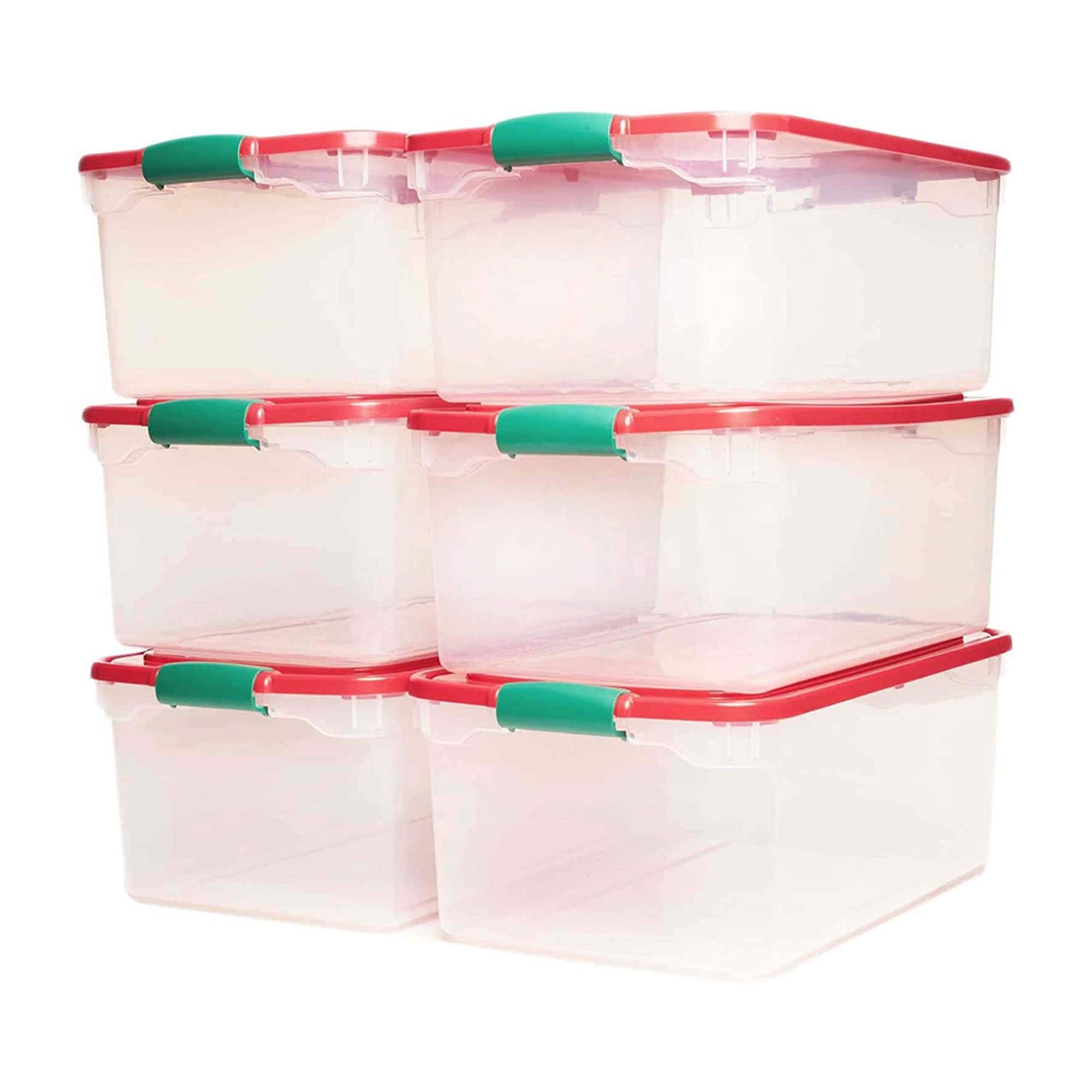 Homz 64 Qt Holiday Seasonal Decor Plastic Storage Bin with