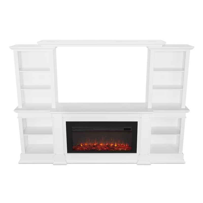 Monte Vista 108" TV Stand Electric Fireplace in White by Real Flame