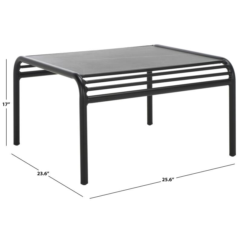SAFAVIEH Outdoor Patio Furniture Core Sintered Stone Coffee Table, Fully Assembled - 26"W x 24"D x 17"H