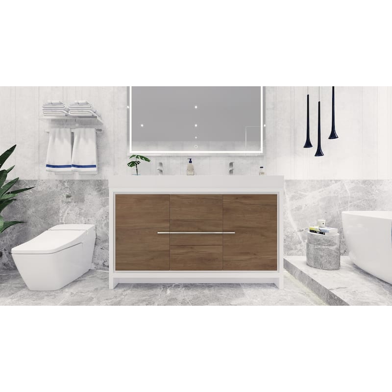 Dove 60'' Freestanding Vanity with Double Reinforced Acrylic Sink